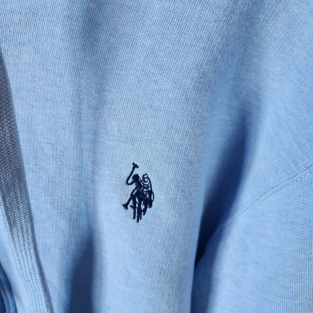 U.S. Polo Assn. Men's Sky Blue Hooded Zip-Up Sweater - Picture 3 of 4